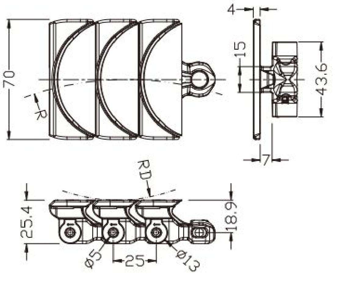 1775 Gapless Sideflex Run Single Hinge Chain Engineering Plastic Conveyor Chain with Drive Idler Sprocket Wheel