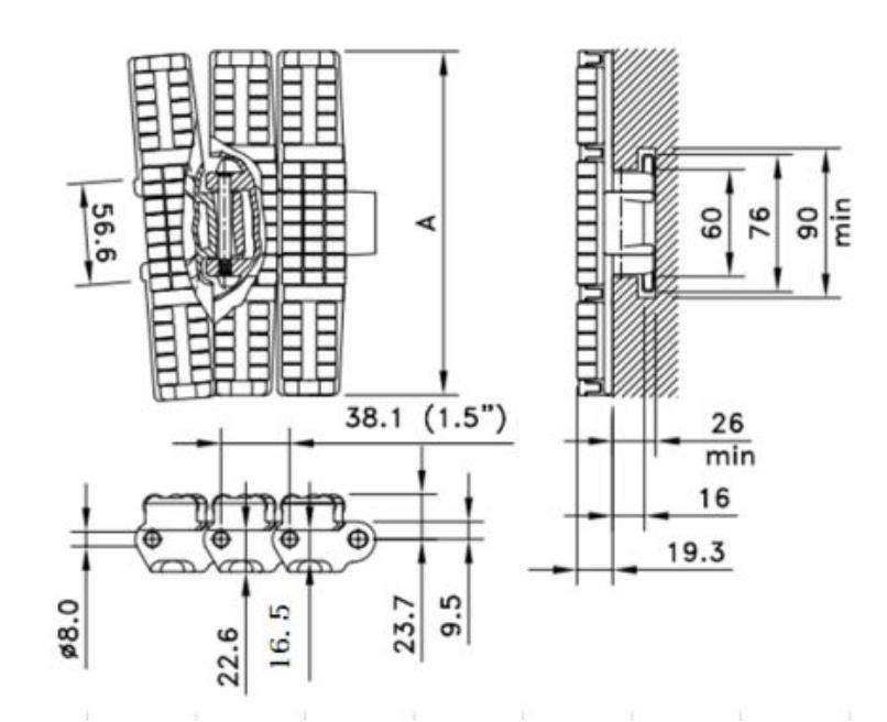 823 Heavy Duty Sideflex Run Single Hinge Hook Foot Curved Roller Chain