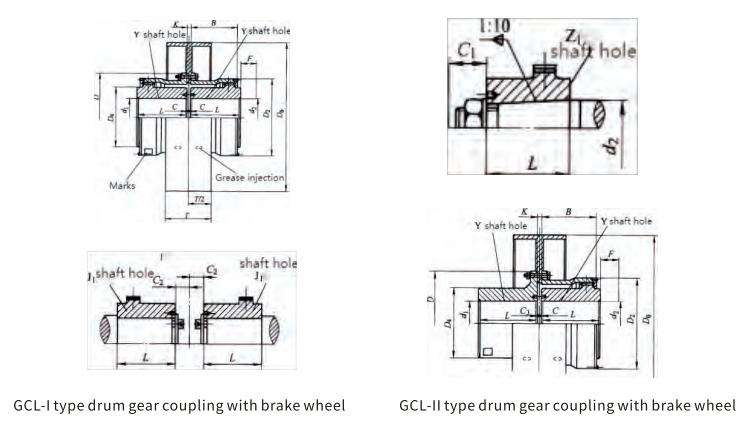 GCL Type Flexible Drum Gear Coupling With Brake Wheel