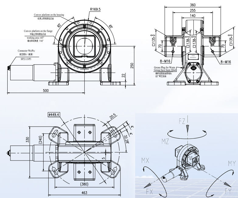 JV9 Series Ratio 61:1 Worm Gear Planetary Motor Solar Energy Panel Tracking Slewing Drive Gearbox Reducer