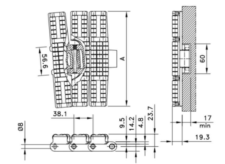 823 Heavy Duty Sideflex Run Single Hinge Magnetic Curved Roller Chain