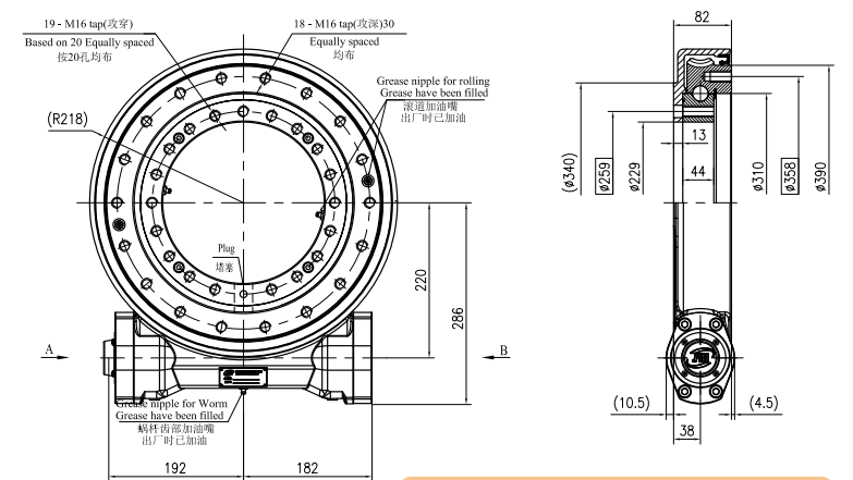 JE12 Ratio 79:1 Slewing Drive Gearbox Worm Gear Reducer Slew Drive
