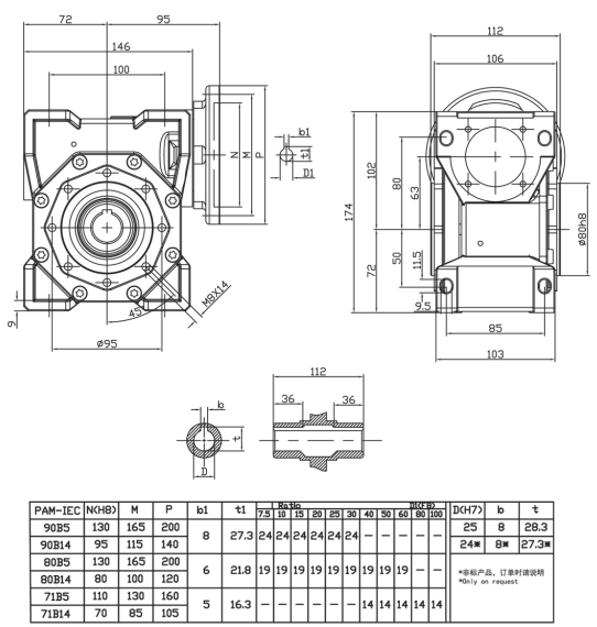 Corrosion Resistant SSRV063 Stainless Steel Gear Wheel Reduction Motor Drive Speed Reducer Worm Gearbox