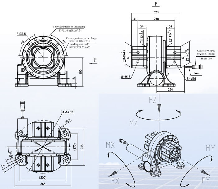 JM8S Series Ratio 391:1 Worm Gear Planetary Motor Slewing Drive Gearbox Reducer for Solar Energy Tracking