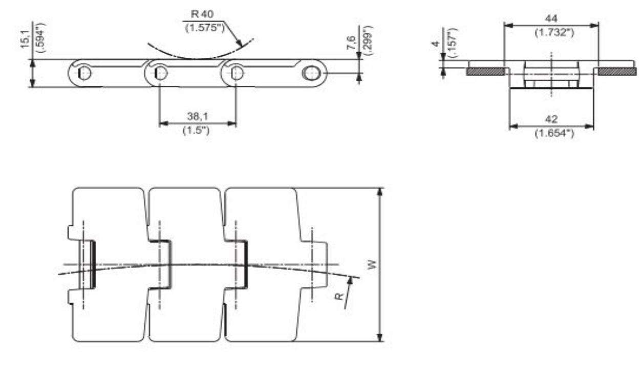 880 Single Hinge Magnetic Turning Chain Plate Plastic Chain Engineering Plastic Sideflex Run Single Chain