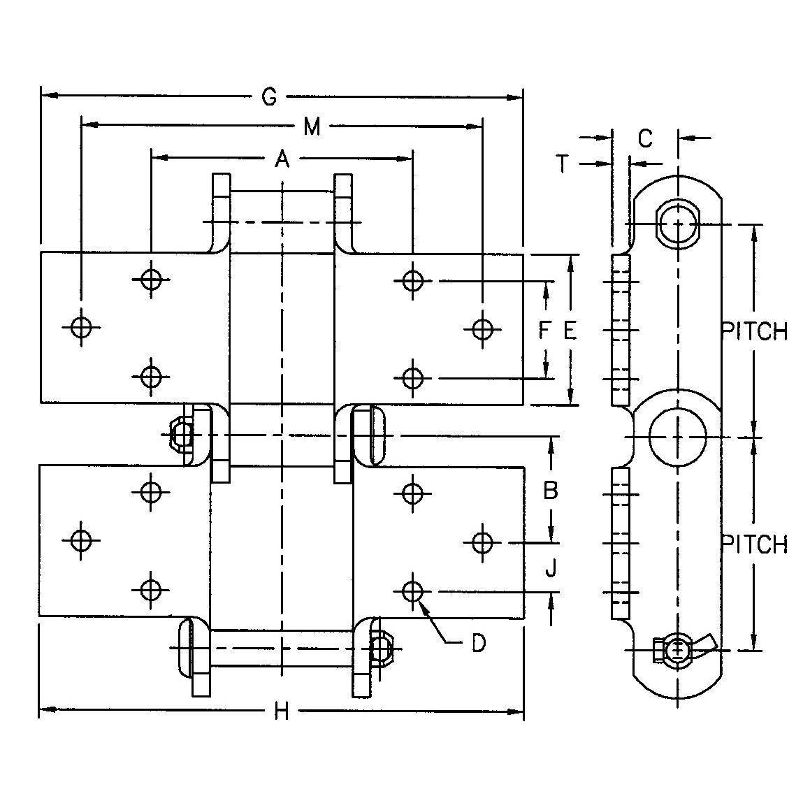 SS188-K1/K2 SS856-K3 SS150-K3 SS956-K6 SS Class Bushed Steel Chain With K3 K6 Attachment