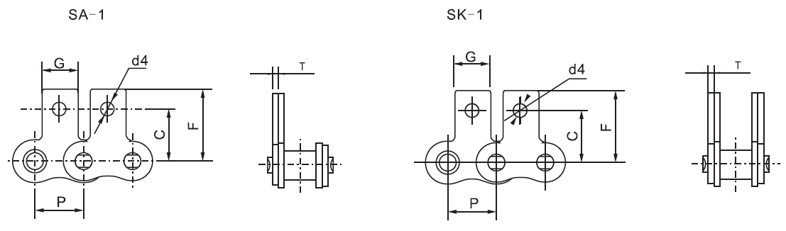 SS06C SS35 Stainless Steel Short Pitch Conveyor Chain With Attachment SA-1& SK-1 and Sprockets in Steel