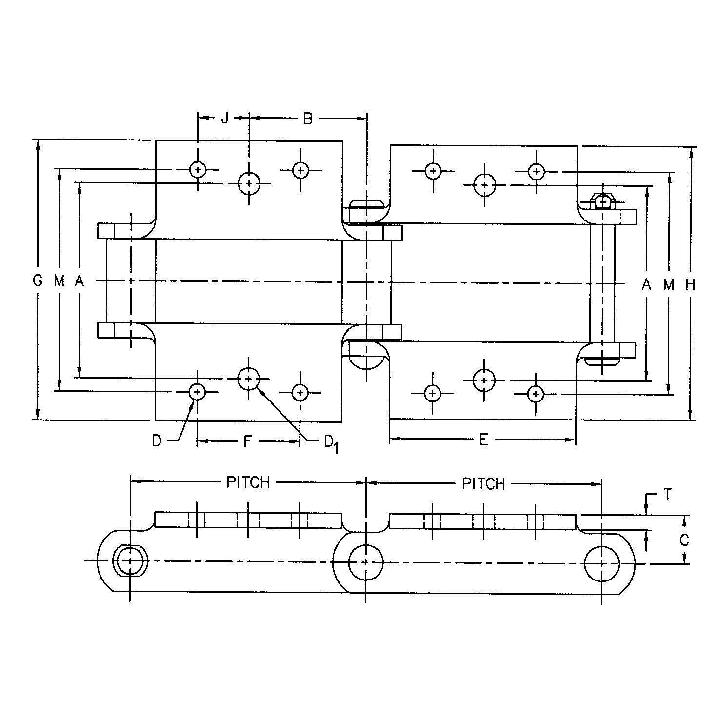 SS131-K1 SS131-K2 SS102B-K2 SS111-K2 SS110-K2 SS856-K2 SS150-K2 SS Class Bushed Steel chain with K1 K2 Attachment
