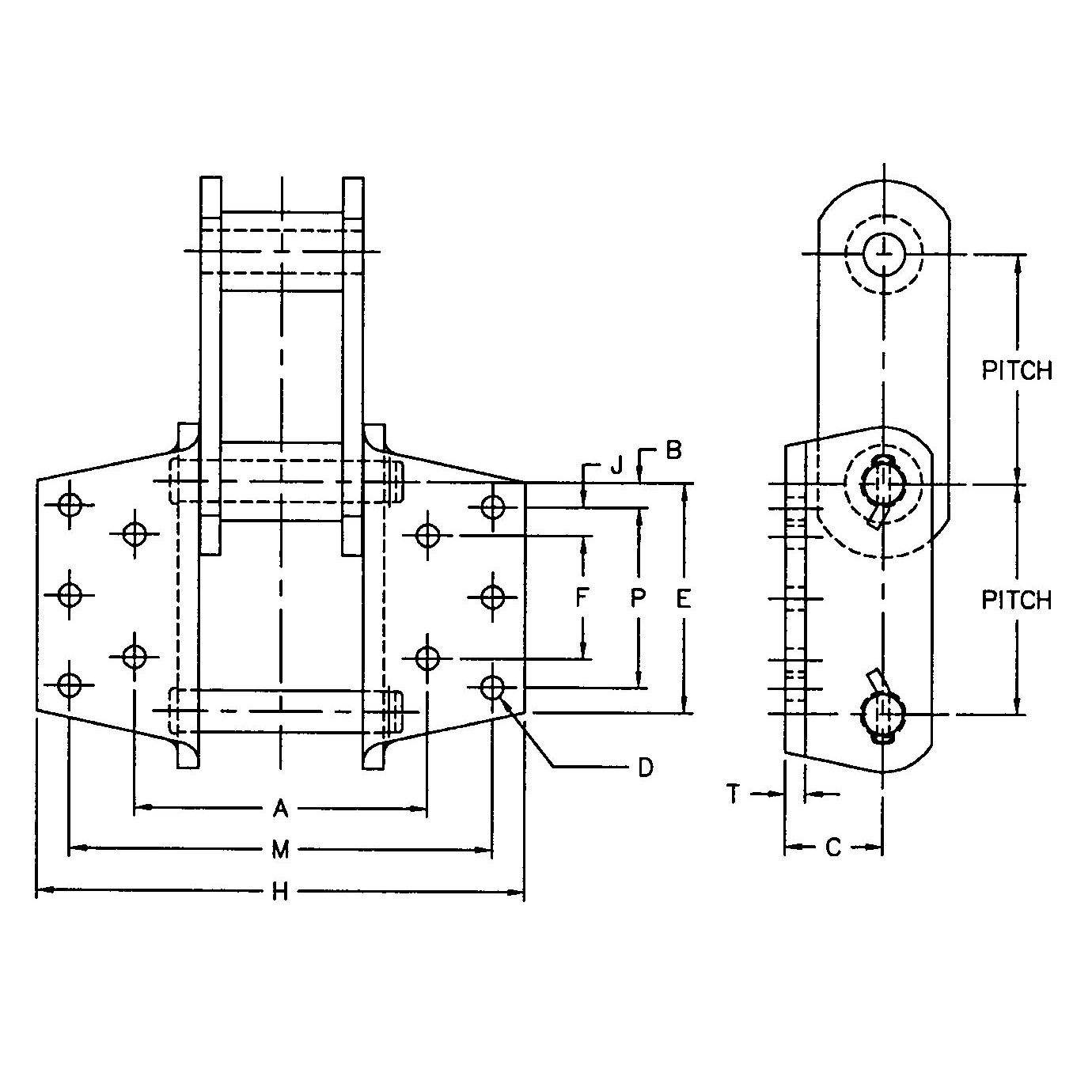 SS857-K44 SS859-K44 SS958-K44* SS864-K443* SS984-K443* SS994-K443* SS Class Bushed Steel Chain With K44 K443 Attachment