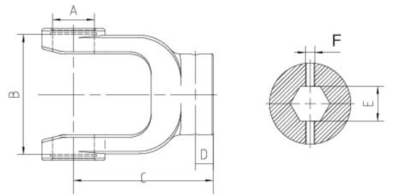 7311/7511/8011 Agricultural PTO Shaft Part Yoke Agriculture Industrial Plain Bore Yoke with Pin Hole