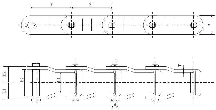 Customized 662H Stainless Steel Pintle Chain for Snowplow With 42.27mm Pitch