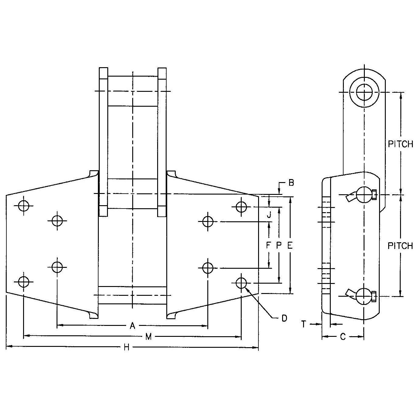 SS857-K44 SS859-K44 SS958-K44* SS864-K443* SS984-K443* SS994-K443* SS Class Bushed Steel Chain With K44 K443 Attachment