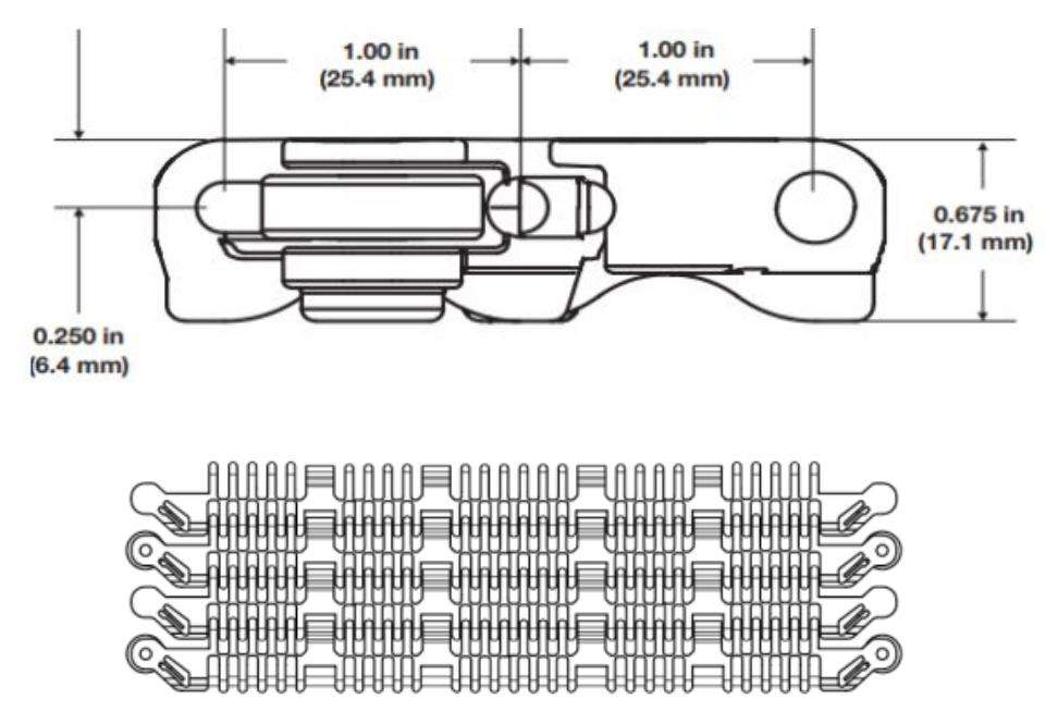 2300 Series Grid Straight Run Belt Plastic Conveyor Chain 2300-FG