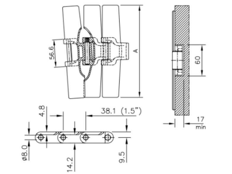 823 Series Single Hinge Magnetic Turning Plastic Chain Sideflex Run Hinge Chain