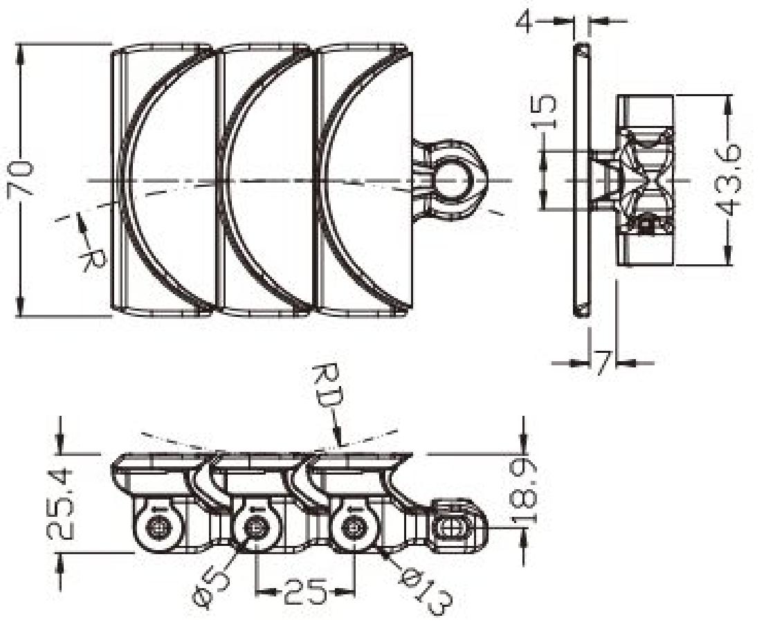 1775 Gapless Sideflex Run Single Hinge Chain Engineering Plastic Conveyor Chain with Drive Idler Sprocket Wheel