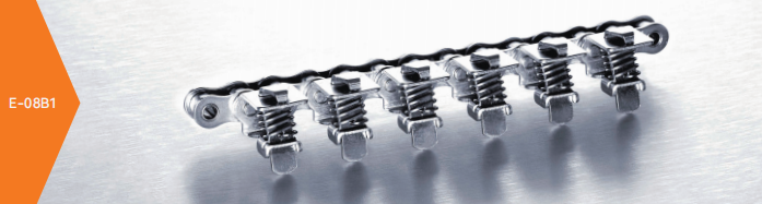 1 Tip Clamp (Type E) 08B1GC-E Stainless Steel Gripper Roller Chain for Form Fill and Vacuum Seal Wrapping