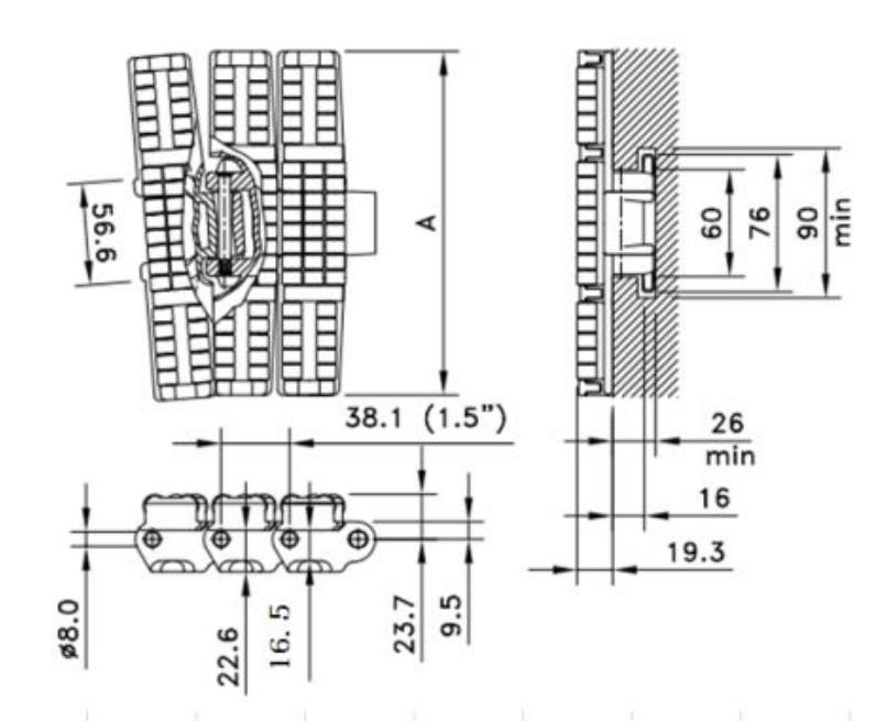 823 Heavy Duty Sideflex Run Single Hinge Hook Foot Curved Roller Chain