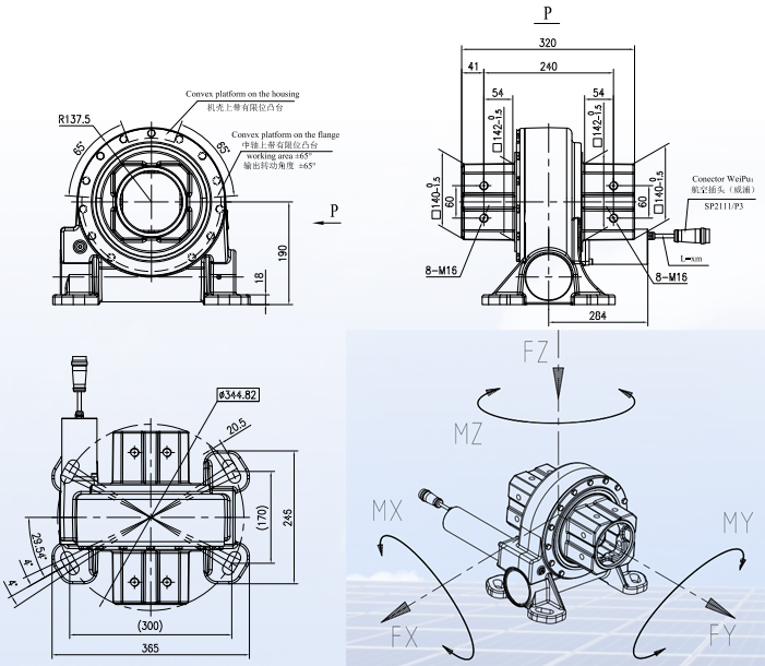 JM8S Series Ratio 391:1 Worm Gear Planetary Motor Slewing Drive Gearbox Reducer for Solar Energy Tracking