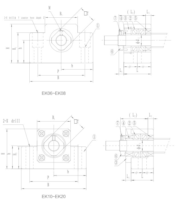 EK Series Flange Nut Mount Ball Screw Bracket of EK5 EK6 EK8 EK10 EK12 EK15 EK20