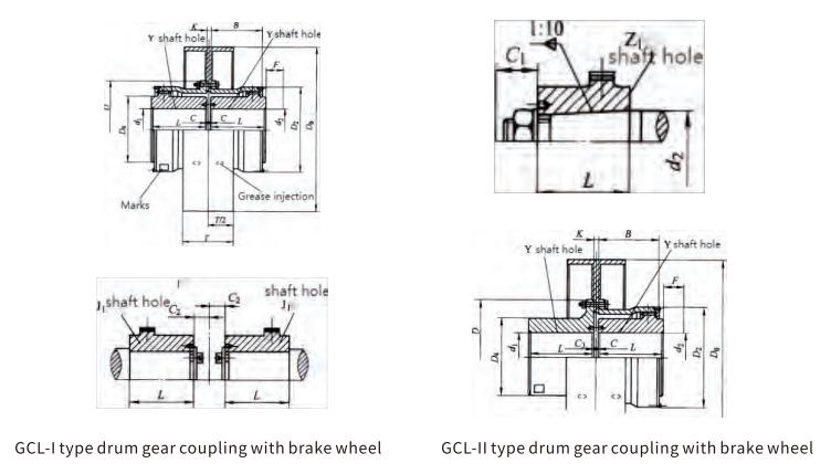 GCL Type Flexible Drum Gear Coupling With Brake Wheel