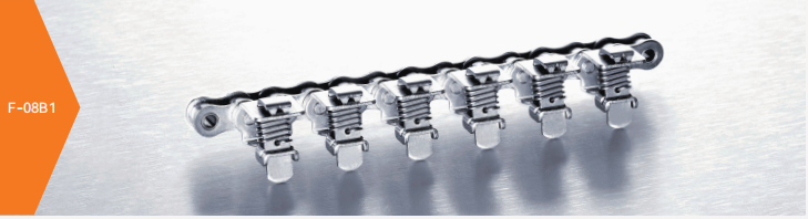 2 Tips Clamp (Type F) 08B1GC-F Stainless Steel Gripper Roller Chain for Form Fill and Vacuum Seal Wrapping