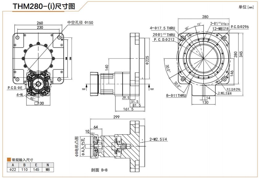 OEM THM280 Hollow Rotary Actuator Rotating Platform Table for High Precision Planetary Gearbox