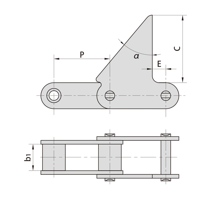 CA550 Agriculture Chain CA550F6 CA550F9 Steel Conveyor Chains With F6 Attachments