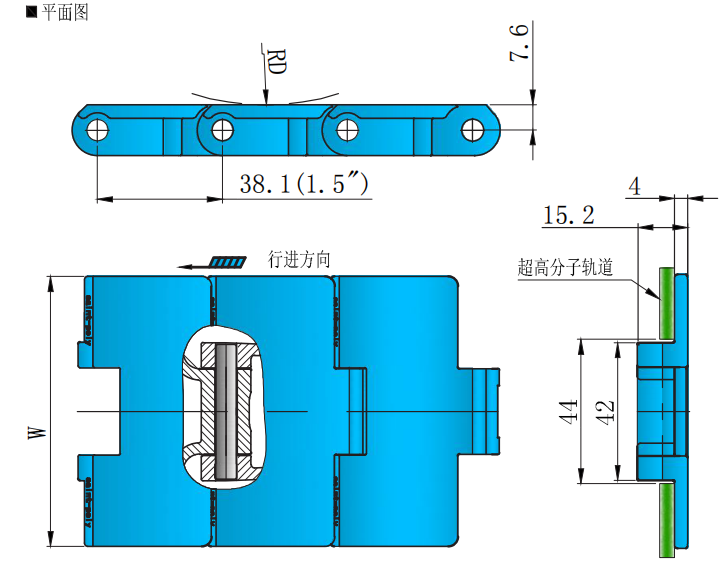 880 Series Flat Top Straight Chain Plastic Chain for Sale