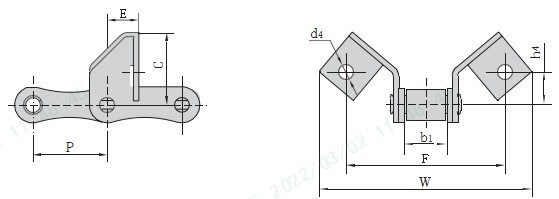 S Type 55VSE 55VSEL 55VSEF1 CA645SE Steel Agricultural Conveyor Roller Chain With Attachment