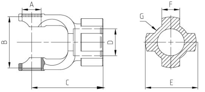 4516/5016/6216 Agricultural PTO Shaft Part Agriculture Industrial Plain Bore Cross Yoke