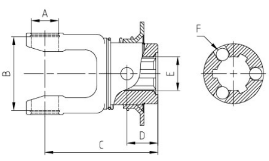 6004/6204/6504/7004/8004 Agricultural PTO Shaft Part Agriculture Industrial Yoke Splined Yoke With Ball Attachment