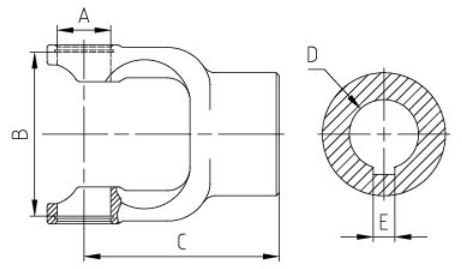 6212/6312/6412/6512/6812/7012/7312/8012 Agricultural PTO Shaft Part Keyway Yoke Agriculture Industrial Plain Bore Yoke