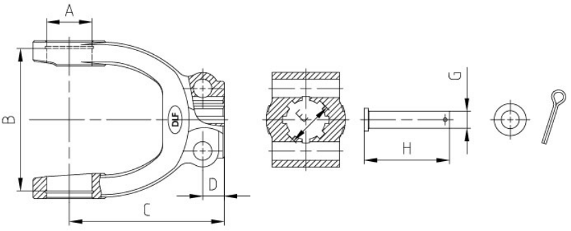 6010/6510/7010/7310/8010/8510/9010 Agricultural PTO Shaft Part Agriculture Industrial Yoke Splined Yoke with 2 Push Pin