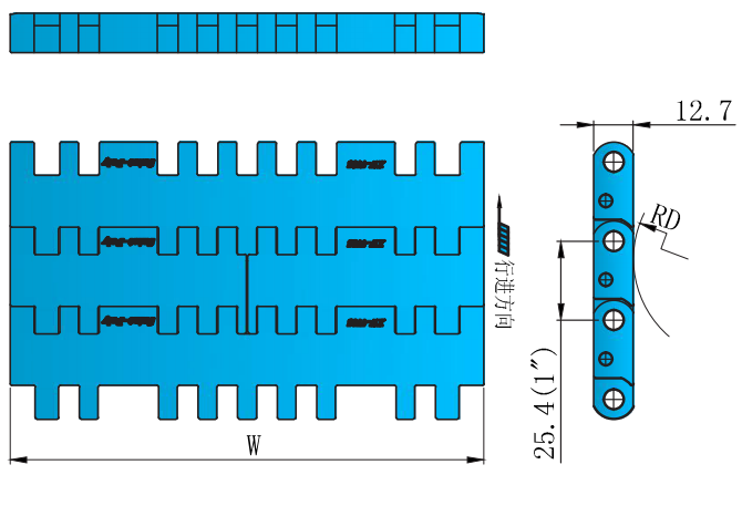 Wholesale Customized 7705 Series 25.4mm Pitch Flat Top Chain Network Plastic Chain for Sale