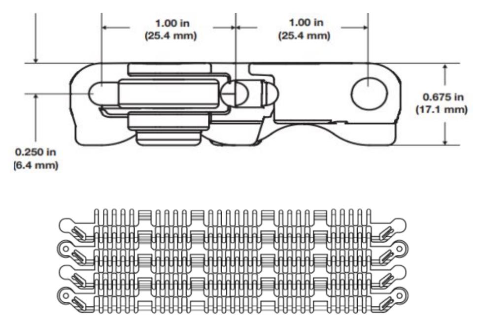 2300 Series Grid Straight Run Belt Plastic Conveyor Chain 2300-FG