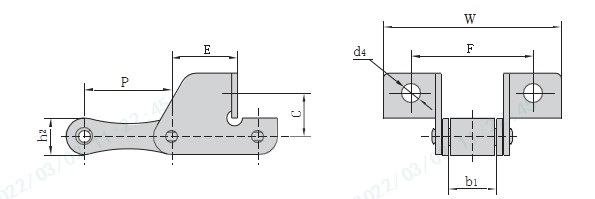 S Type S52F11SD S52F3 C45F1SD Steel Agricultural Conveyor Roller Chain With Attachment