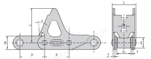 55VDF1-CPEF Agricultural Steel Conveyor Roller Chains With Attachment