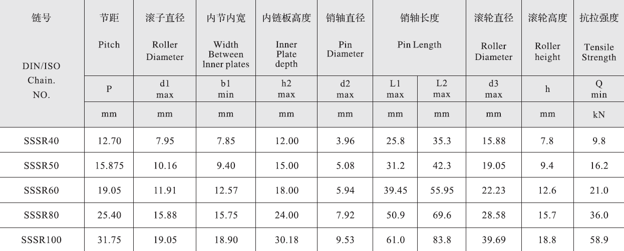 SSSR50 Stainless Steel Short Pitch Roller Conveyor Chain with Side Mounted Large Roller and Sprockets in Steel