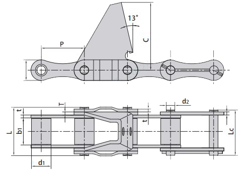 S Type S62R-C6E Steel Agricultural Baler Conveyor S62R Roller Chain