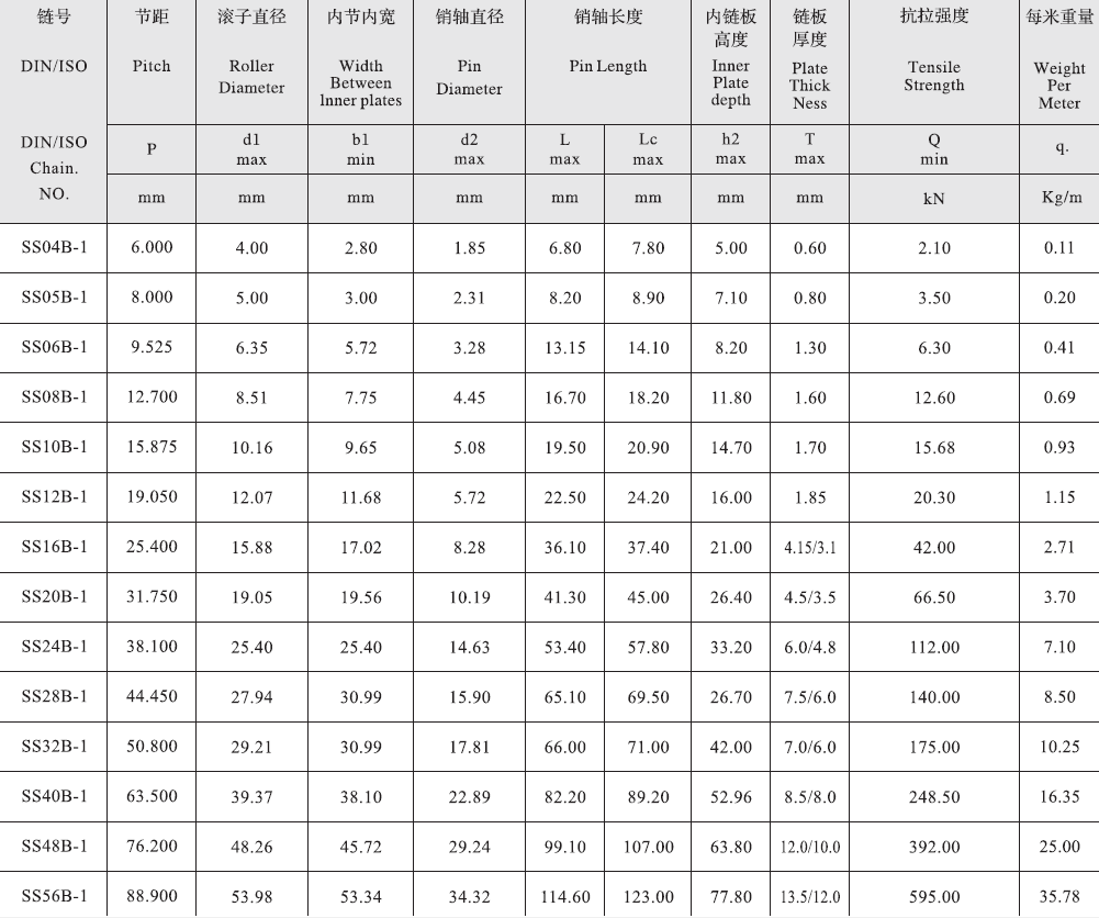 SS56B-1 B Series Stainless Steel Short Pitch Precision Single Roller Chain and Sprockets in Steel