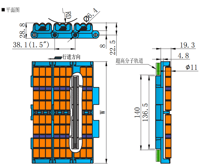 821 Series Ball Straight Chain-LBP Low Back Pressure Plastic Chain for Sale