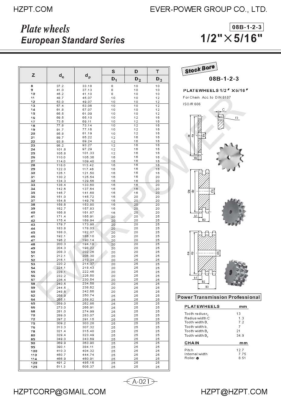 ANSI Standard a Type ASA25 35 40 50 60 80 100 120 140 160 Roller Chain Sprocket and Platewheel