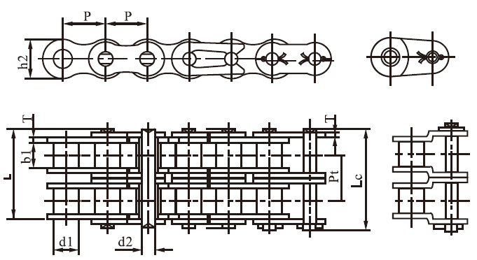 SS05B-2 B Series Stainless Steel Short Pitch 8mm Pitch Precision Duplex Roller Chain and Sprockets in Steel