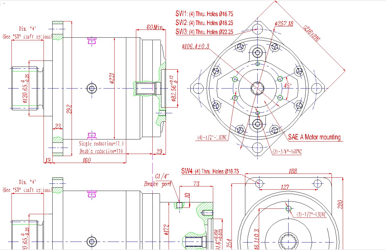 Model 6 Max. Input Speed 3500rpm Swing Drives Planetary Gearbox Replacement of AUBURN (Style SW)
