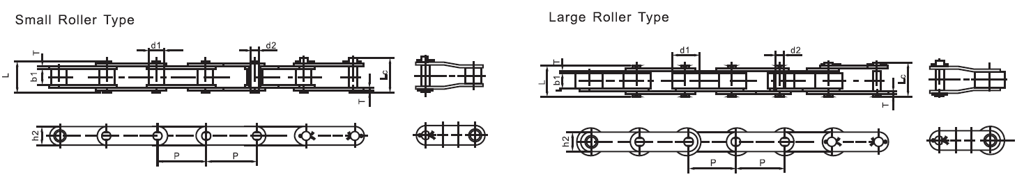 SSC210A SSC2050 Stainless Steel Double Pitch Conveyor Chain and Sprockets in Steel