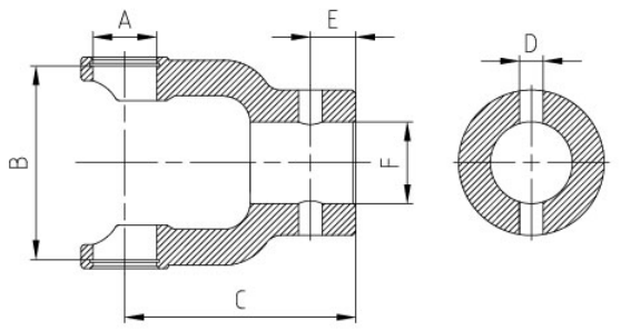 7311/7511/8011 Agricultural PTO Shaft Part Yoke Agriculture Industrial Plain Bore Yoke with Pin Hole