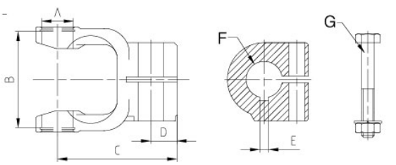 6514/6814/7014 Agricultural PTO Shaft Part Agriculture Industrial Plain Bore Keyway Yoke with Clamp Bolt