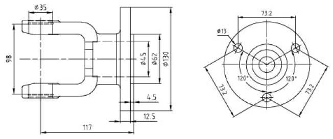 6519 Agricultural PTO Shaft Part Yoke Agriculture Industrial Flange Yoke