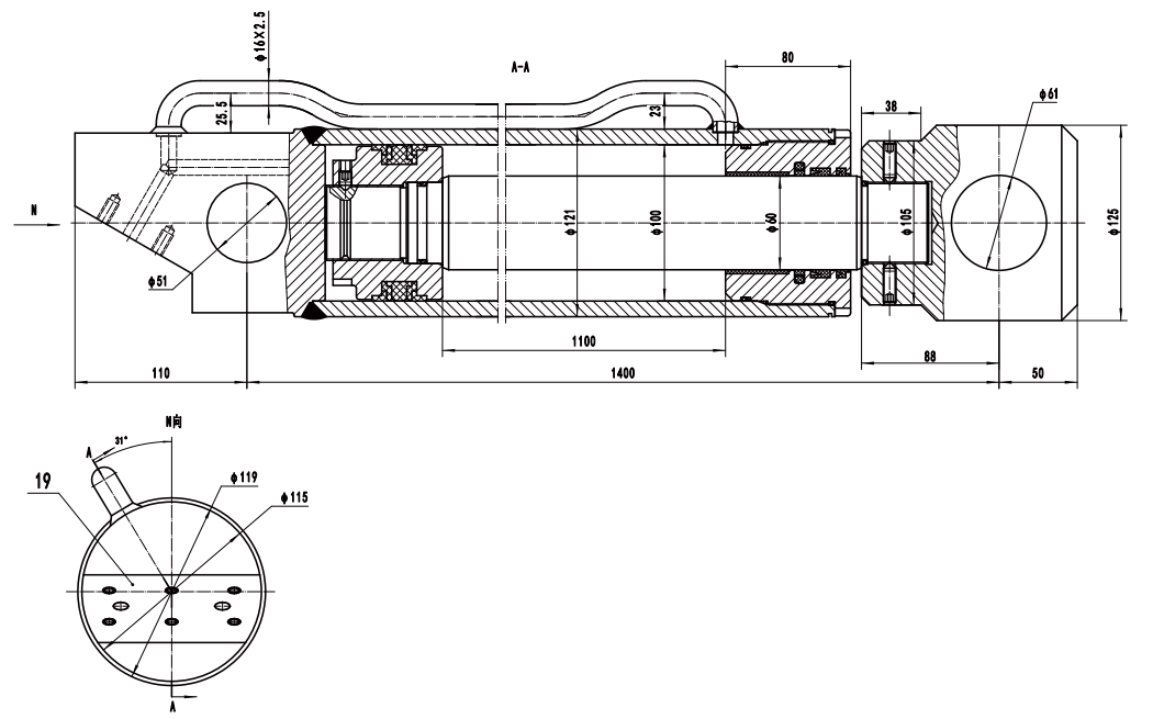 HCYY11112015 Professional Factory 90kg 35MPa Environmental Protection Equipment Telescopic Hydraulic Cylinder for Sale