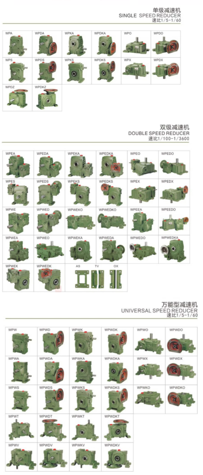 WP WPA Series Vertical Turbine Transmission Cast Iron 45# Steel Worm Gear Reducer Gearbox for Mining Industry